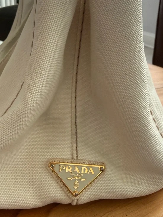 Prada White Canvas Tote - Picture 6 of 9